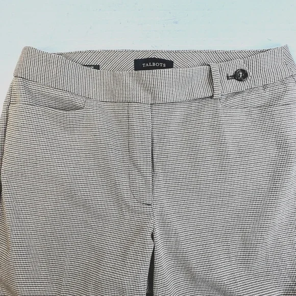 Talbots Heritage Career Pants Women 8 Tan Green Poly Wool Blend Cuffed Work - Picture 2 of 10